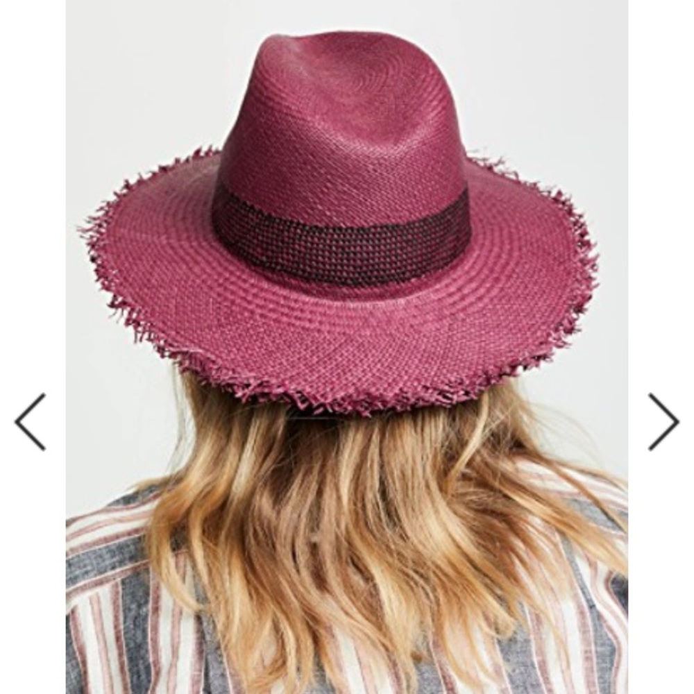 NWOT Rag & Bone Frayed Woven Straw Panama Hat in Berry